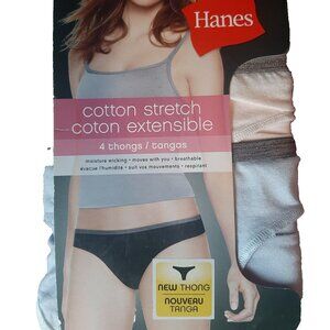 3 Pairs of Hanes Cotton Stretch Thong Women's 2X